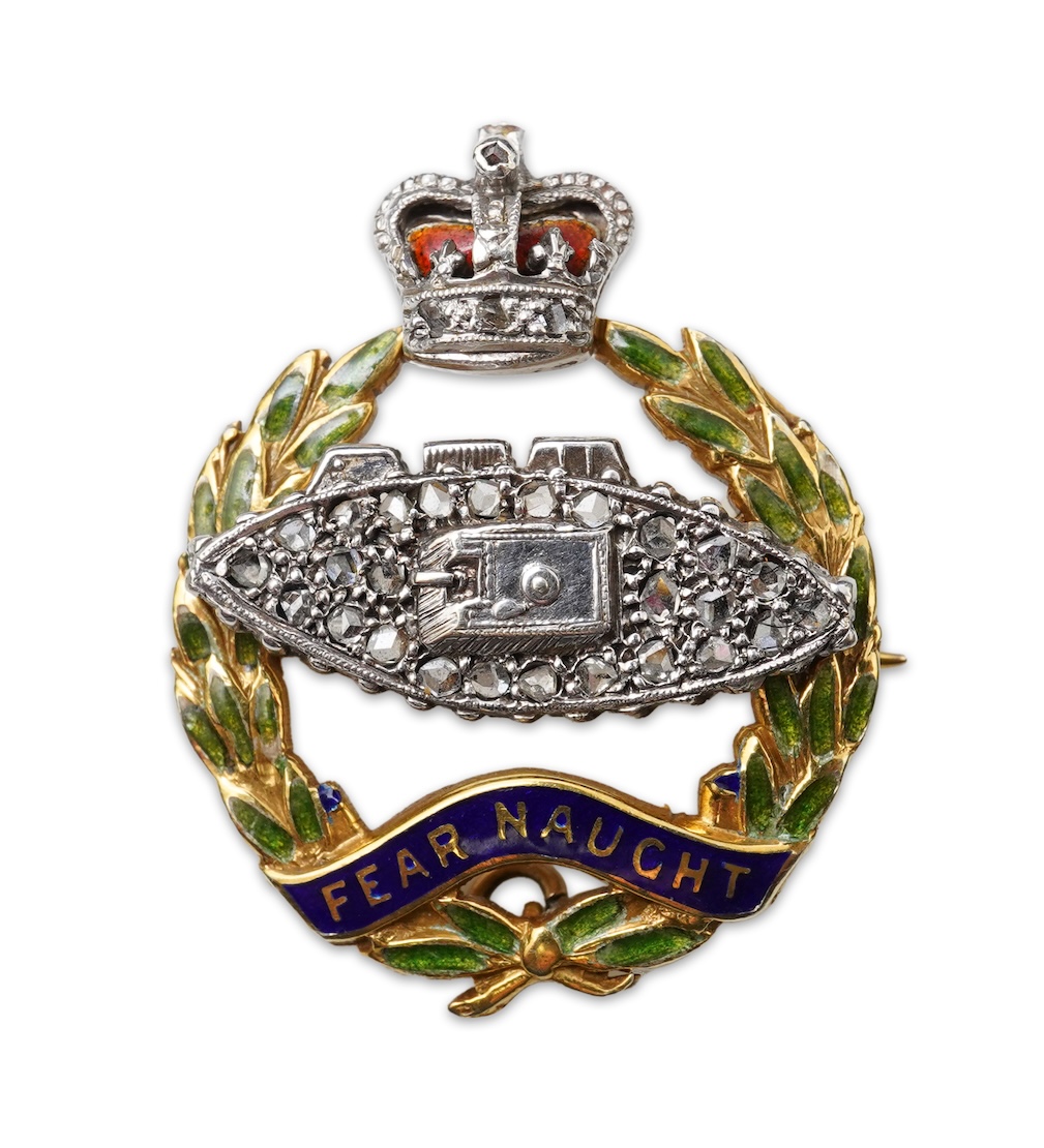 Garrard & Co., an enamel and diamond regimental brooch, circa 1987